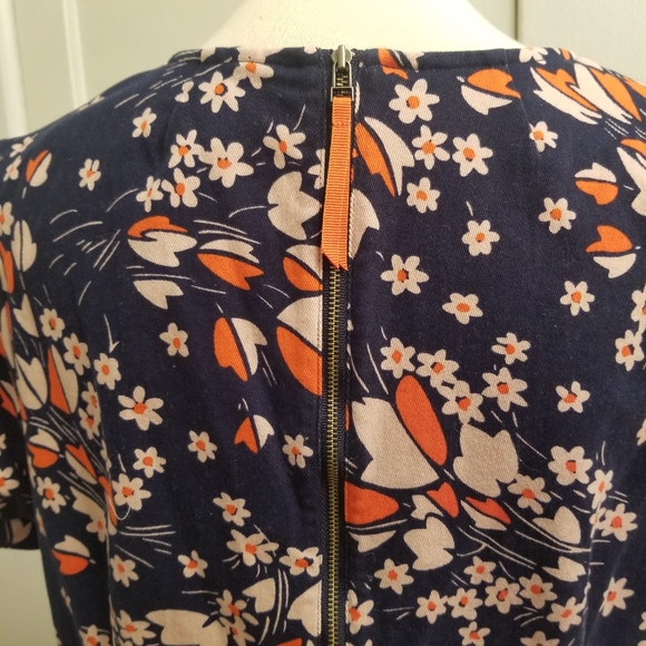 Boden Navy Autumnal Leaves Shift Dress, Size 14R - Picture 10 of 14